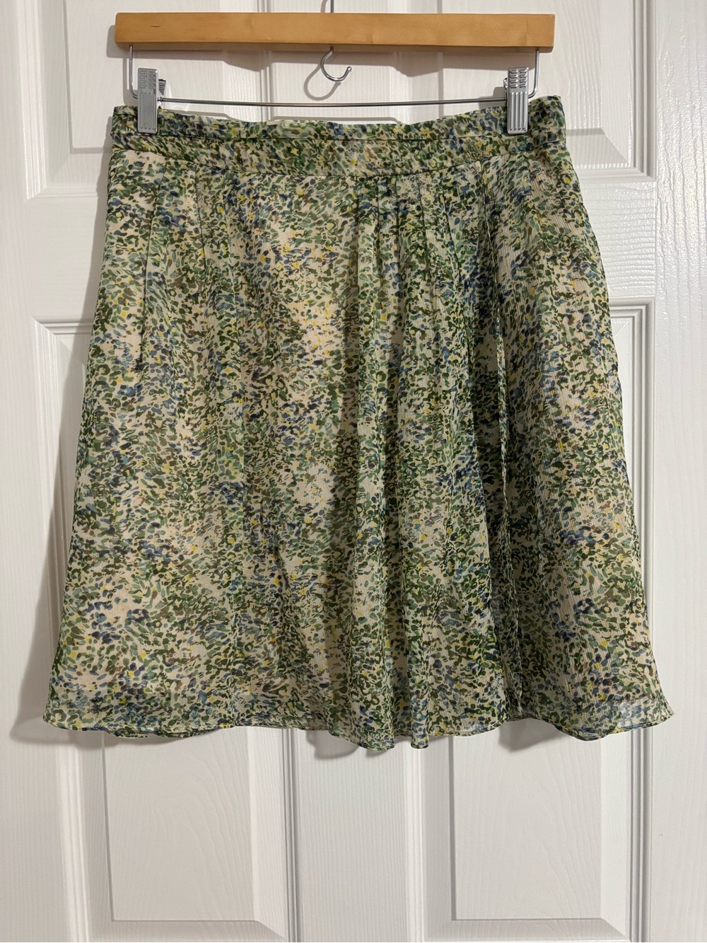 J.Crew silk Women's Green Floral A-Line Skirt Size 6